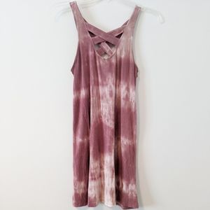 2/20 American Eagle Strappy Cross Back Pink Tie Dye Dress XS